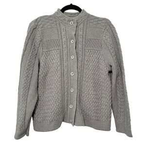 LL Bean Women's Multi-textured Knit Button Down Sweater Size L Petite Cotton